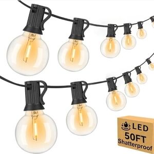 50ft Outdoor String Lights Waterproof/Connectable/Dimmable with 25 LED + BONUS